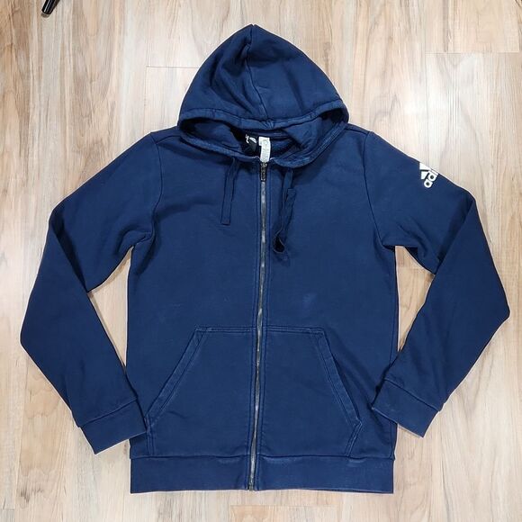 🔹️Adidas Blue Zippered Hoodie w/Pockets Medium - Picture 1 of 9